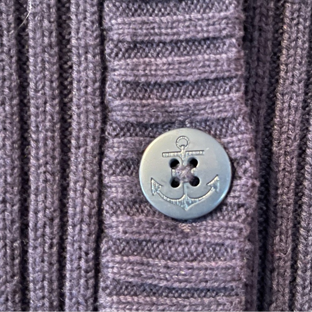 Ralph Lauren Navy Ribbed Button-Up Sweater Jacket - Picture 6 of 12